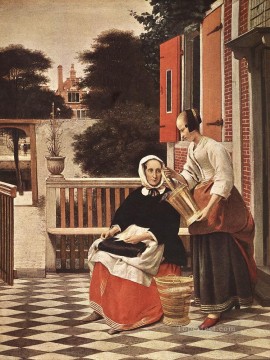 Woman and Maid genre Pieter de Hooch Oil Paintings